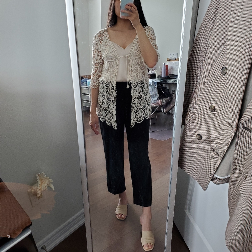 BNWOT Crochet Knit Open Kimono with Tie - Picture 7 of 8